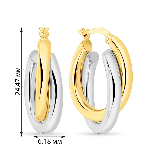 Серьги-кольца с переплетением желтого и белого золота (арт. 108871/20жб) – изображение 2