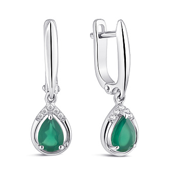 Серебряные серьги с агатом и фианитами (арт. 7502/2189718Аз)
