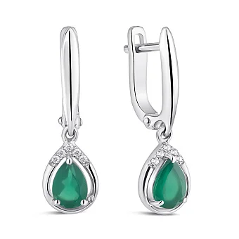 Серебряные серьги с агатом и фианитами (арт. 7502/2189718Аз)