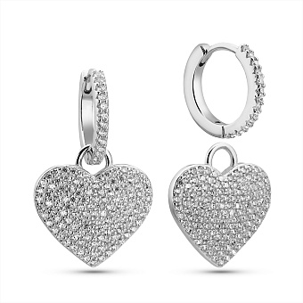 Срібні сережки Серце з фіанітами (арт. 7502/10029/15)
