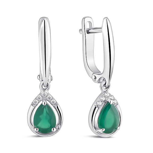 Серебряные серьги с агатом и фианитами (арт. 7502/2189718Аз) – изображение 1