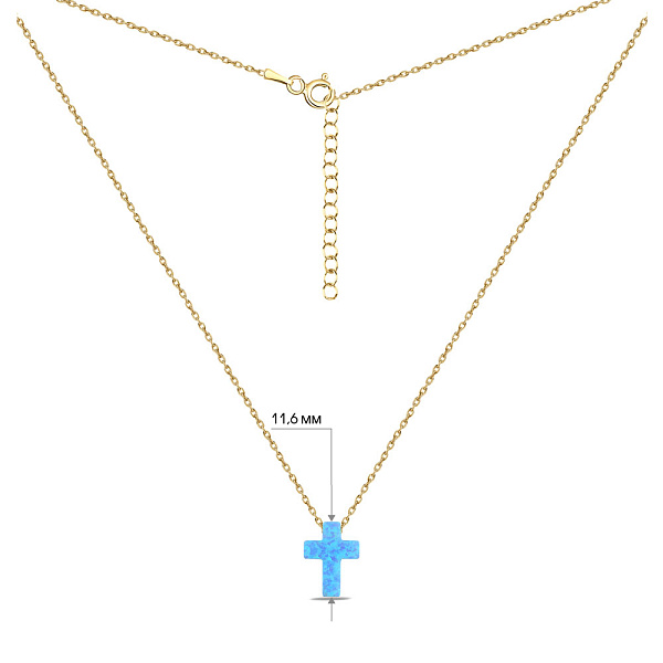 Серебряное колье с крестиком из синего опала (арт. 7507/441жПос) – изображение 3