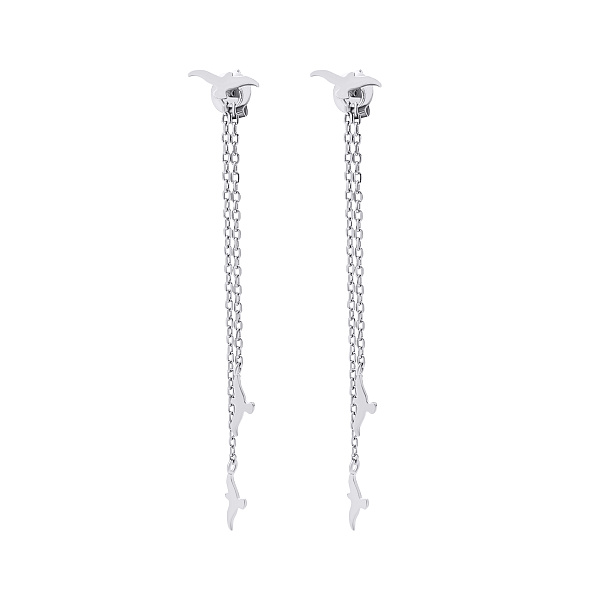 Серебряные серьги Ласточки с подвесками (арт. 7518/СК2/1024) – изображение 1