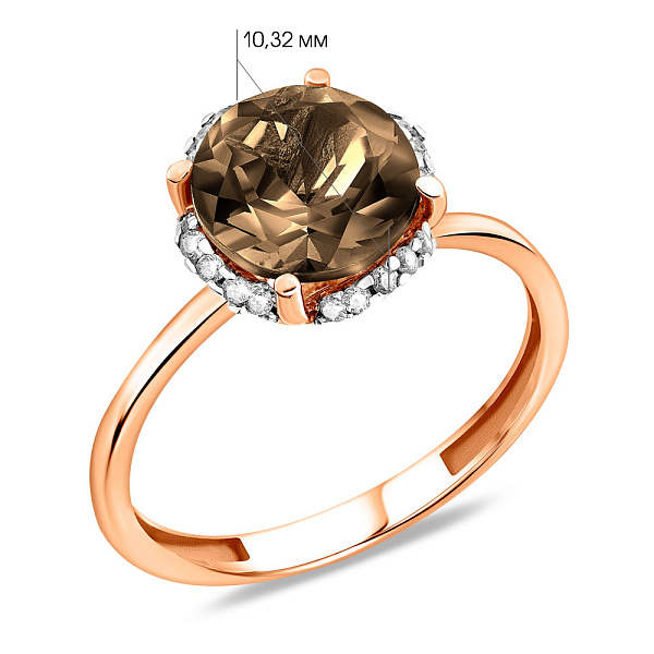 Кольцо из золота с кварцем (арт. 140561Пкр) – изображение 2