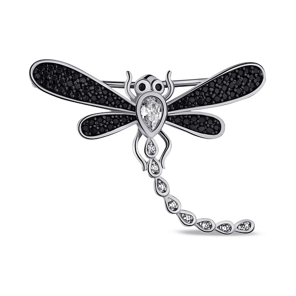 Брошка Стрекоза из серебра с фианитами (арт. 7505/БР2ФО/044) – изображение 1