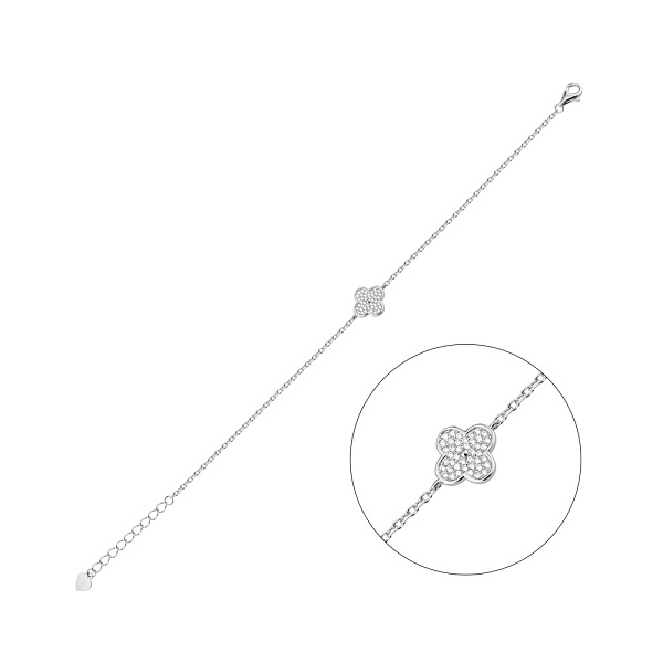 Серебряный браслет Клевер с фианитами (арт. 7509/4819/10) – изображение 1