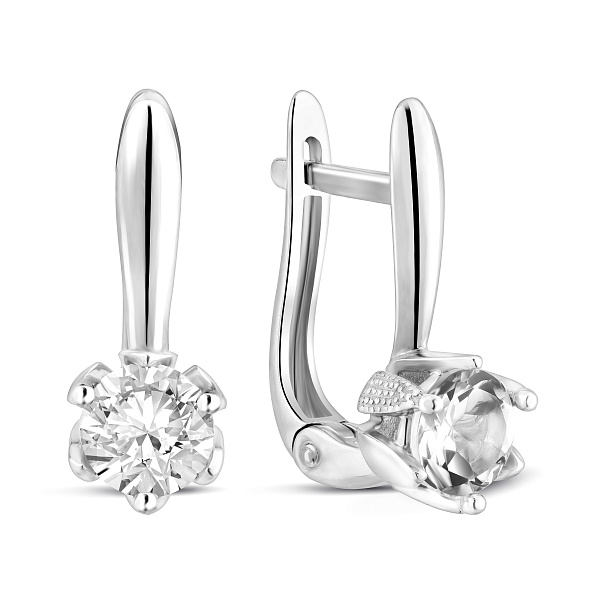 Сережки з білого золота з фіанітами (арт. 112500б) – зображення 1