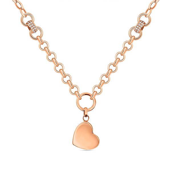 Колье Сердце из красного золота с фианитами (арт. 353020) – изображение 1
