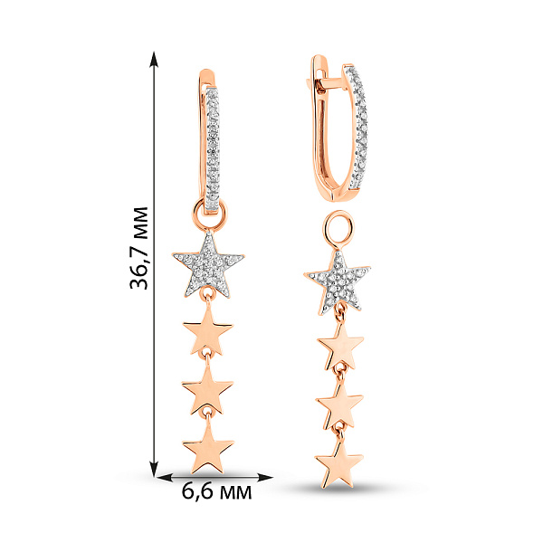 Серьги-трансформеры из золота с подвесками (арт. 111269) – изображение 9