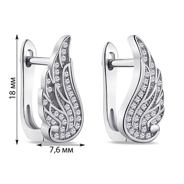 Серебряные серьги "Крылья" с фианитами  (арт. 7502/4711) – изображение 2