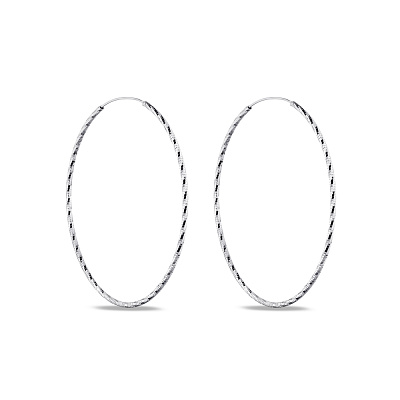 Тонкі срібні сережки-кільця з алмазною гранню (арт. 7502/4373/65)