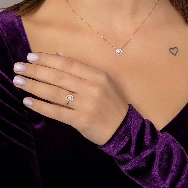 Каблучка з червоного золота з діамантами (арт. К011683010) – зображення 3