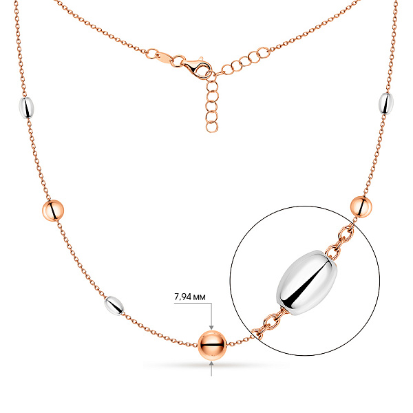Кольє з червоного та білого золота (арт. 352188кб) – зображення 2