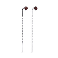 Срібні сережки-протяжки з гранатом (арт. 7502/2167464Г)