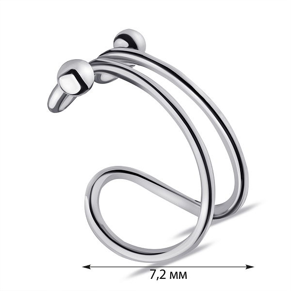 Одиночная серьга-каффа из серебра (арт. 7502/С2/1294Ая) – изображение 2