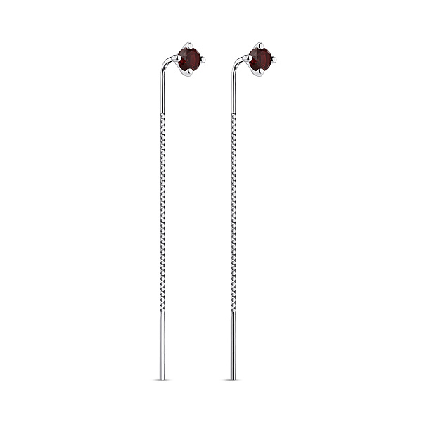Серебряные сережки-протяжки с гранатом (арт. 7502/2167464Г) – изображение 1