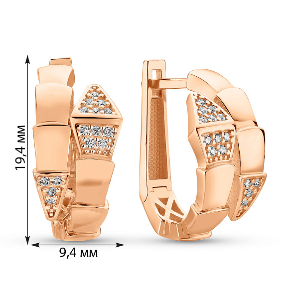 Золоті сережки Змія з фіанітами (арт. 1091514) – зображення 2