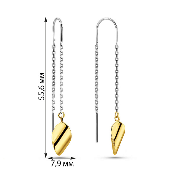 Серьги-протяжки из золота без камней (арт. 106755бж) – изображение 3