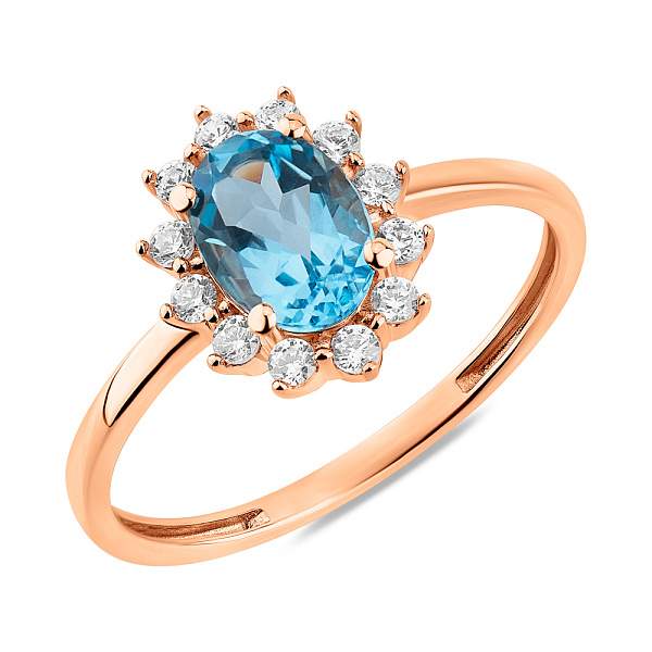 Золотое кольцо с топазом и фианитами (арт. 141250Птг) – изображение 1