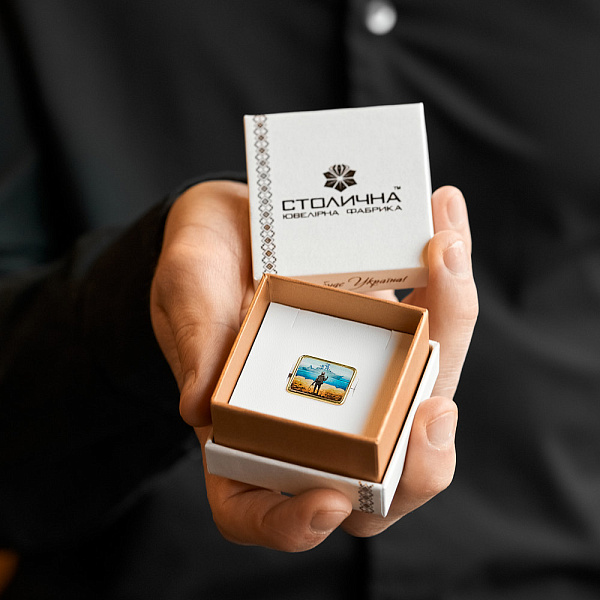 Значок "русский военный корабль" из желтого золота (арт. 360123ж) – изображение 3