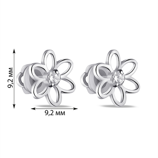 Серебряные серьги-пусеты с фианитами (арт. 7518/1076всю) – изображение 2