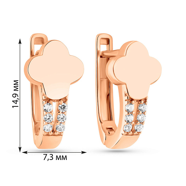 Серьги из красного золота с фианитами (арт. 1091229) – изображение 4
