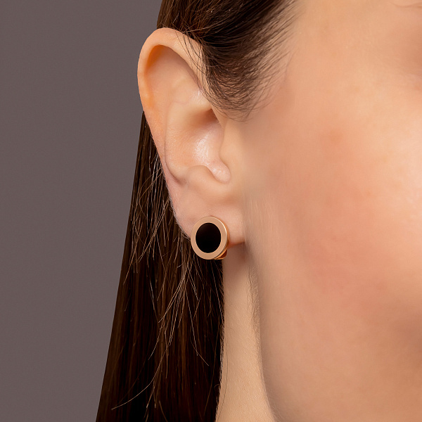 Сережки Лýна з червоного золота з чорною емаллю (арт. 111145ч) – зображення 3