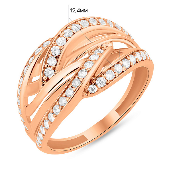 Кольцо из красного золота с фианитами (арт. 156501) – изображение 3