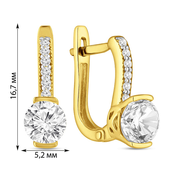 Золотые серьги с фианитами (арт. 110440ж) – изображение 4