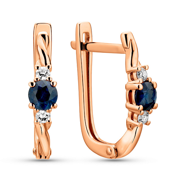 Золотые серьги с сапфиром и бриллиантами (арт. С011359с) – изображение 1