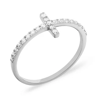 Каблучка з білого золота з фіанітами (арт. 140699б)