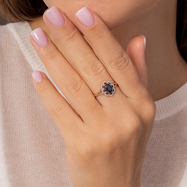 Каблучка золота з сапфіром та діамантами (арт. К011088с) – зображення 2