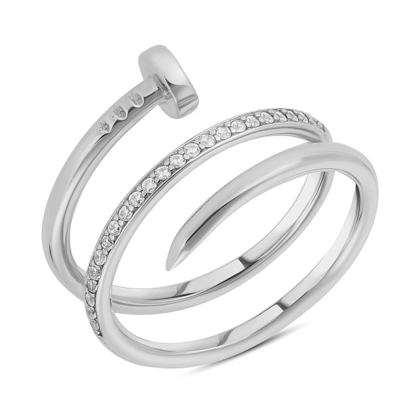 Каблучка Цвях з білого золота з фіанітами (арт. 154300б) – зображення 1