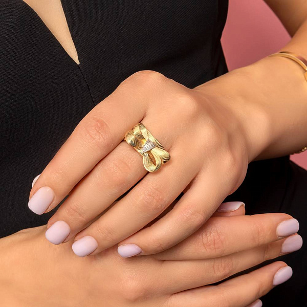 Золота каблучка Бантик Francelli з діамантами (арт. К141356005ж) – зображення 3