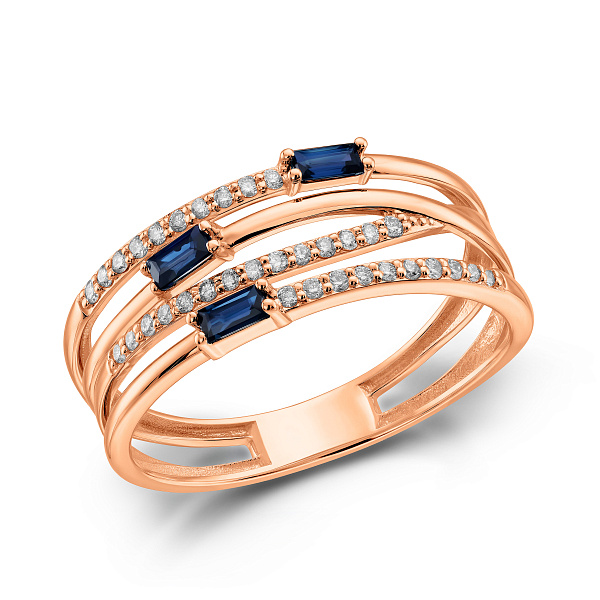 Широка золота каблучка з діамантами (арт. К1401082с) – зображення 1