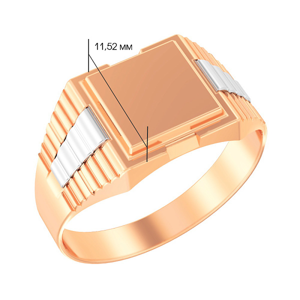 Золотая печатка без камней (арт. 170042) – изображение 3