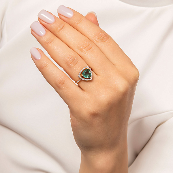 Золотое кольцо с кварцем и фианитами (арт. 140637Пз) – изображение 3