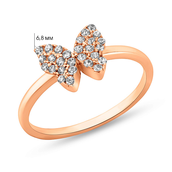 Золотое кольцо Бабочка с фианитами (арт. 156443) – изображение 4
