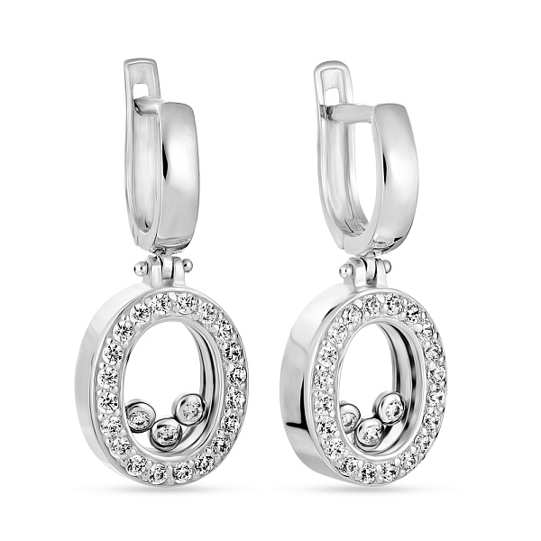 Золоті сережки підвіски з фіанітами (арт. 101052б) – зображення 1