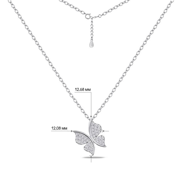 Колье "Бабочка" из серебра с фианитами (арт. 7507/1186) – изображение 3