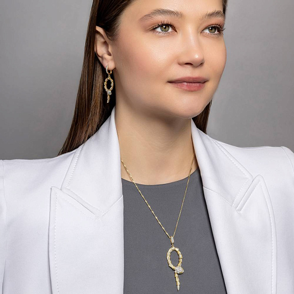 Золотий кулон Змія з фіанітами (арт. 424959жз) – зображення 3