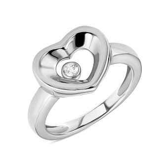Золотое кольцо Сердце с фианитом (арт. 154525б)