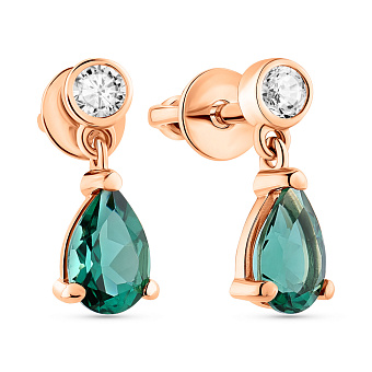 Золотые серьги с кварцем и фианитами (арт. 111273Пз)