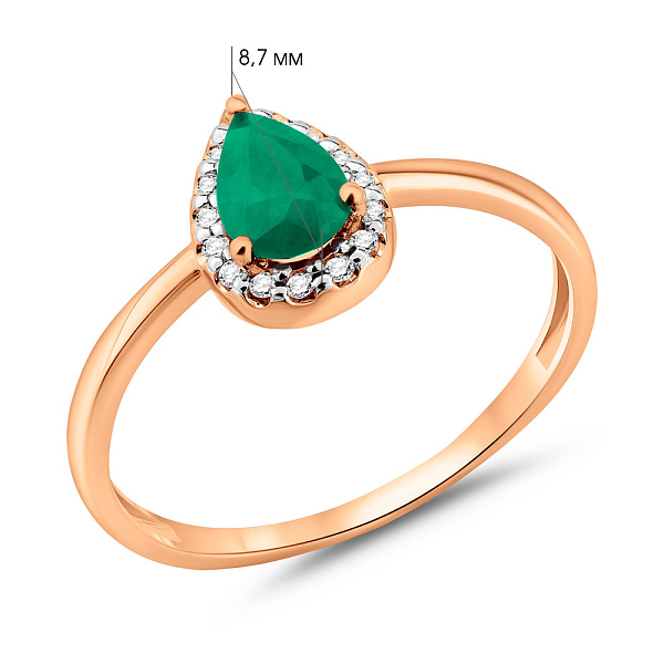 Золотое кольцо с изумрудом и бриллиантами (арт. К011235и) – изображение 2