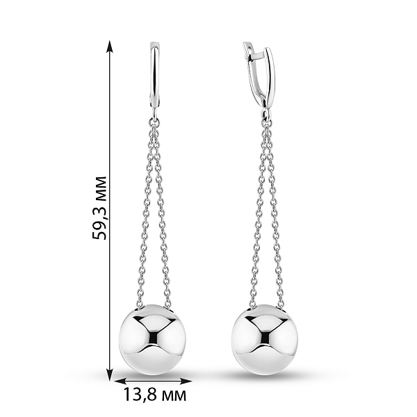 Серьги из белого золота (арт. 102807б) – изображение 2