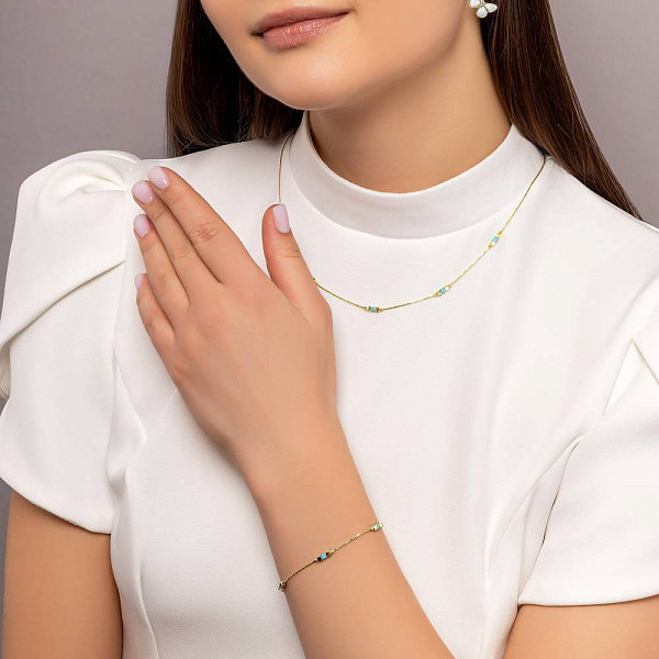 Золотое колье с бирюзой Francelli (арт. 352954жБ) – изображение 4