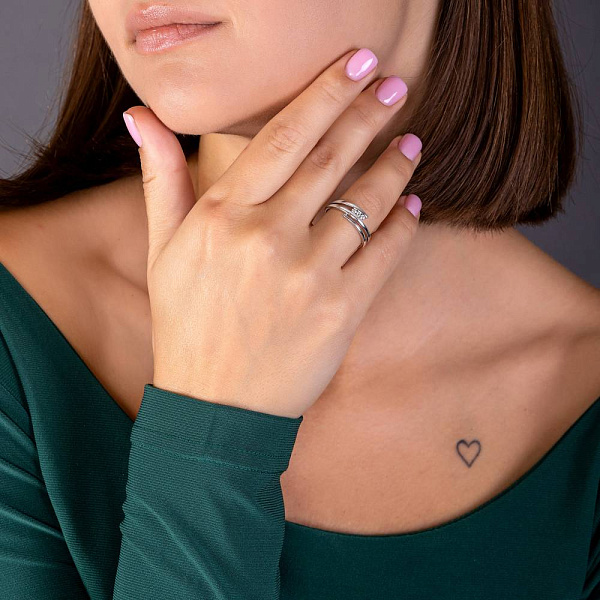 Каблучка з білого золота з трьома діамантами (арт. К011398010б) – зображення 3