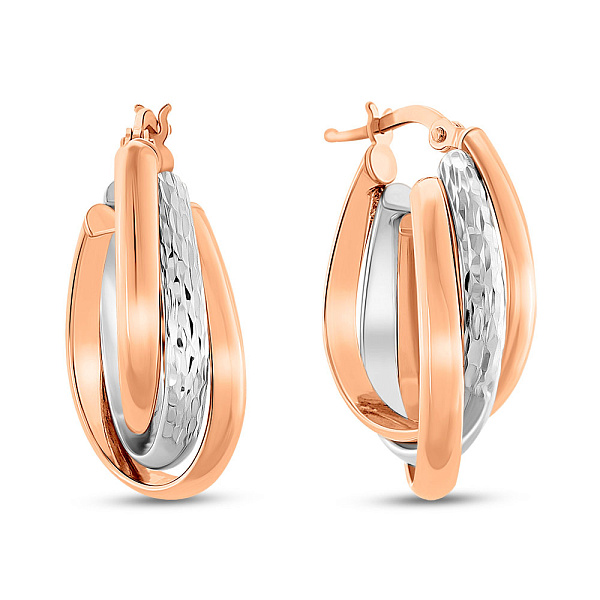 Сережки-кольца из красного и белого золота (арт. 1091827/25кб) – изображение 1