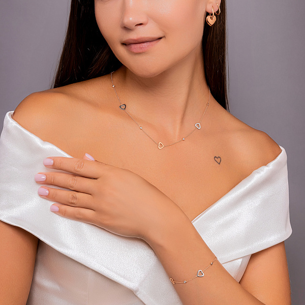 Золотой браслет Сердца с фианитами (арт. 3261352кб) – изображение 2