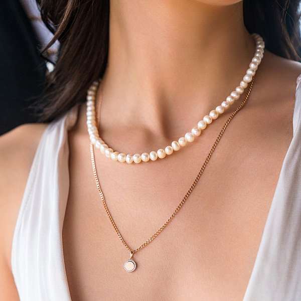 Бусы из жемчуга с золотым замком (арт. 352070) – изображение 3